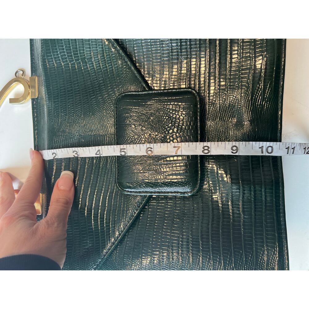Vintage Charisma Handbag Green Leather Gold Handle JL - Picture 10 of 11